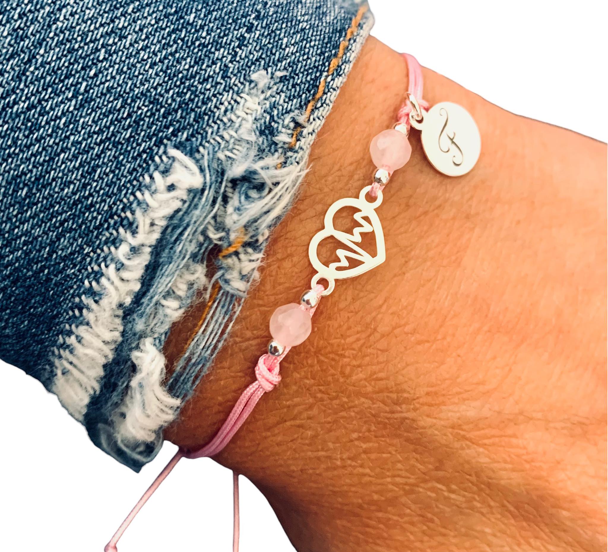 Náramek Přátelský křemen srdce Váš Text