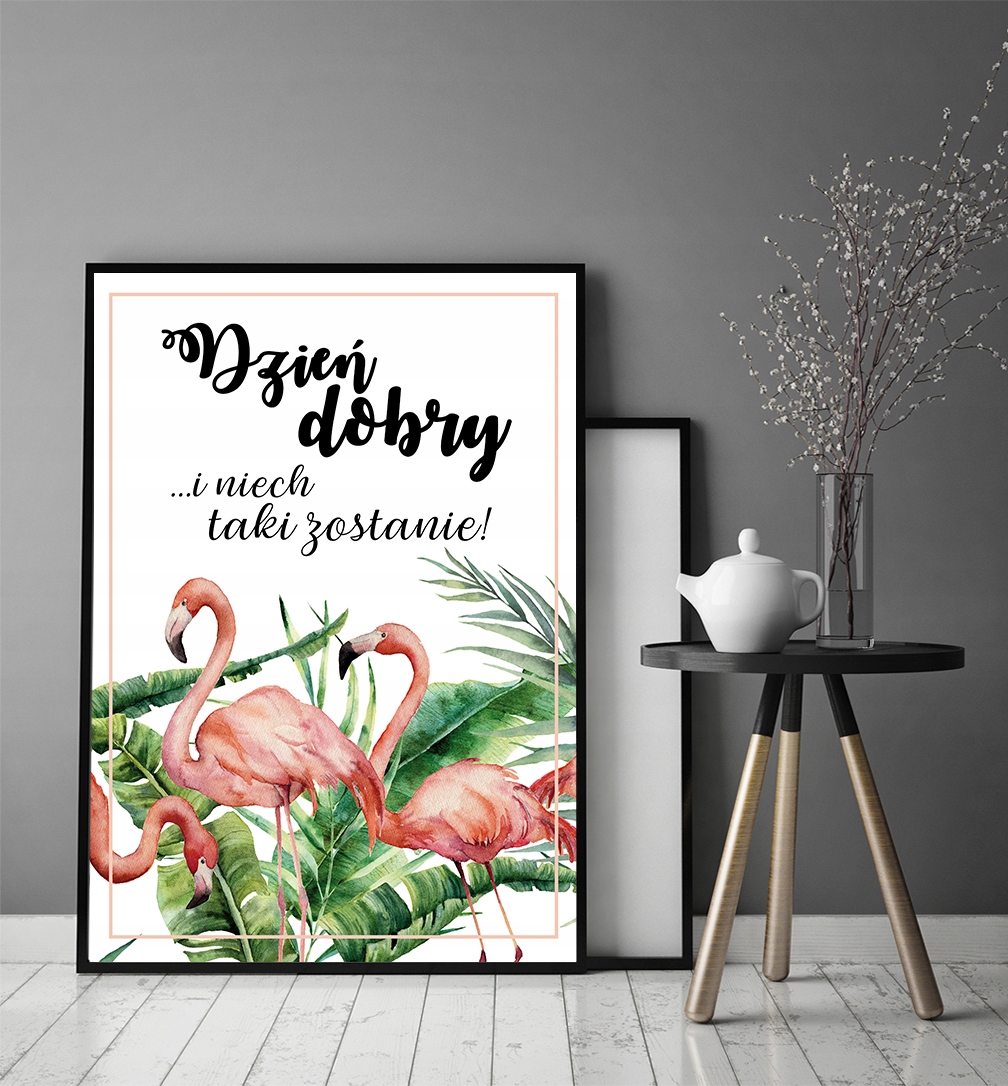OBRAZ PLAKAT W RAMIE 43x33 cm Flamingi P706 Marka inna