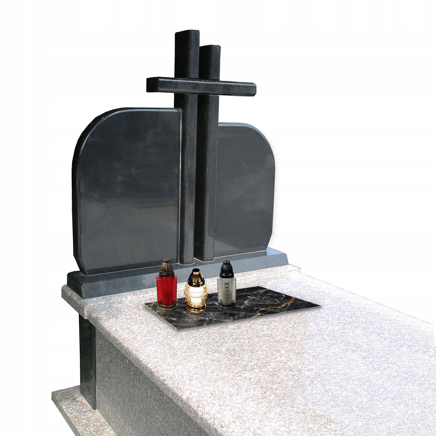 Podstawka pod ZNICZE szyba hartowana wzór CZARNY MARMUR 52x30cm Długość 30 cm