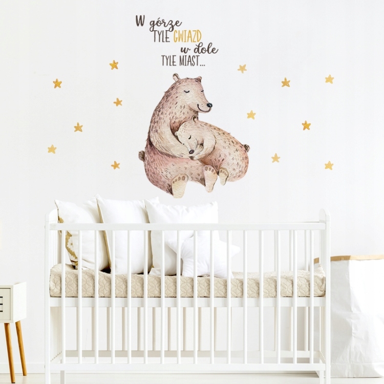 NAKLEJKI NA ŚCIANĘ NIEDŹWIADKI MISIE ŚPIĄCY MIŚ ROZM. L Marka YokoDesign