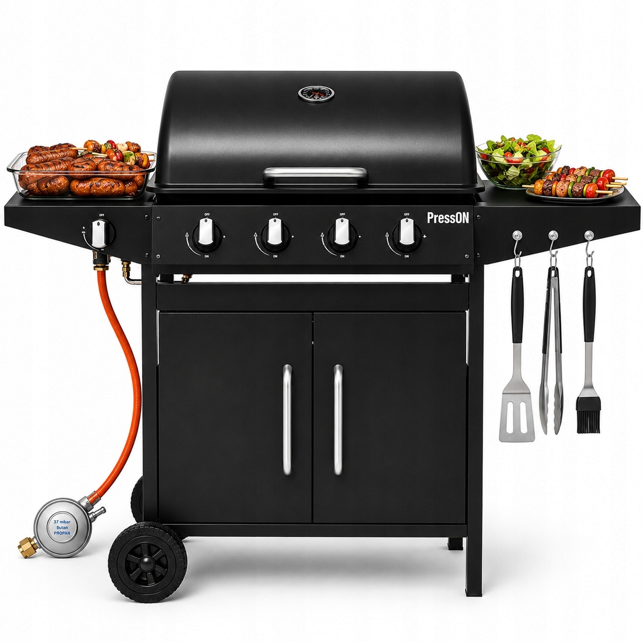 Grill Gazowy Ogrodowy 4+1 13,9kW Duży Ruszt Szafka