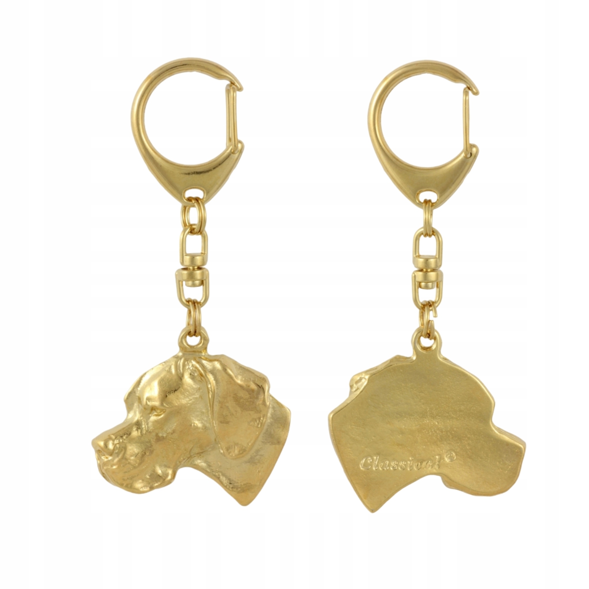 Pointer I – pozlacený přívěsek na klíče na klíče se psem v dárkové krabičce, ozdoba