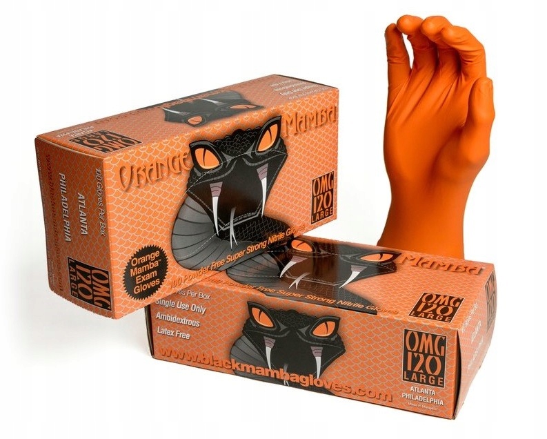 

Orange Mamba Mocne rękawiczki nitrylowe Rozmiar L