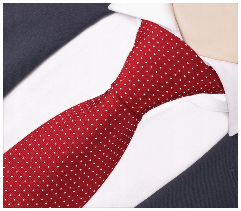 

Żakardowy Krawat Męski w Kropki Bordowy RC102