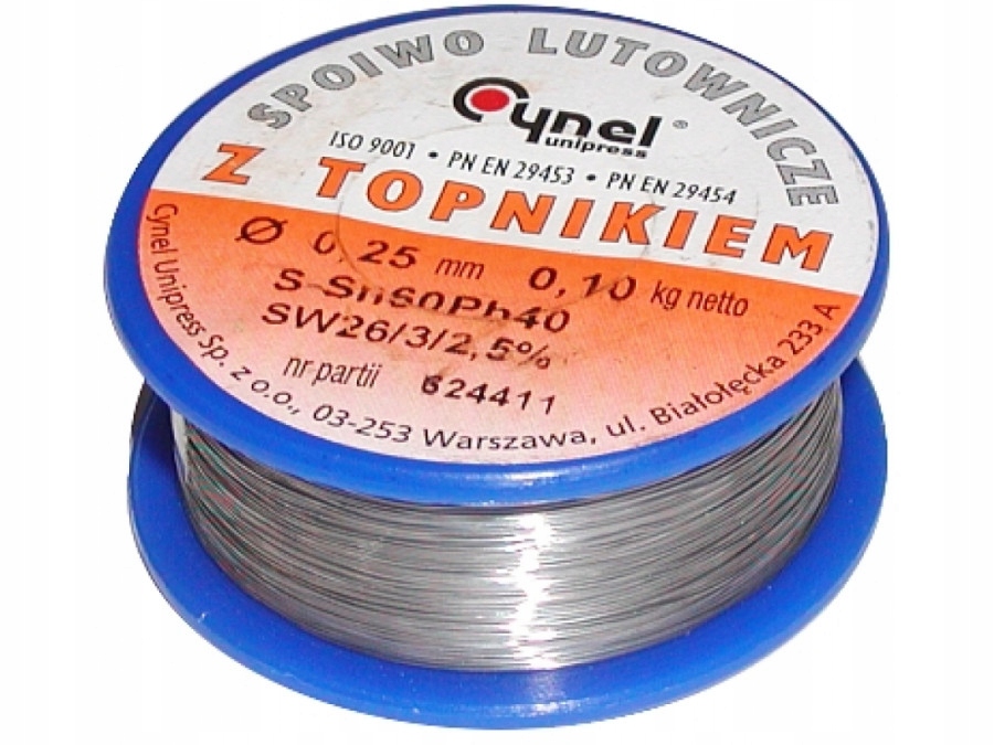 

Cyna Cynel 0,25mm 100g do lutowania Sn60Pb40