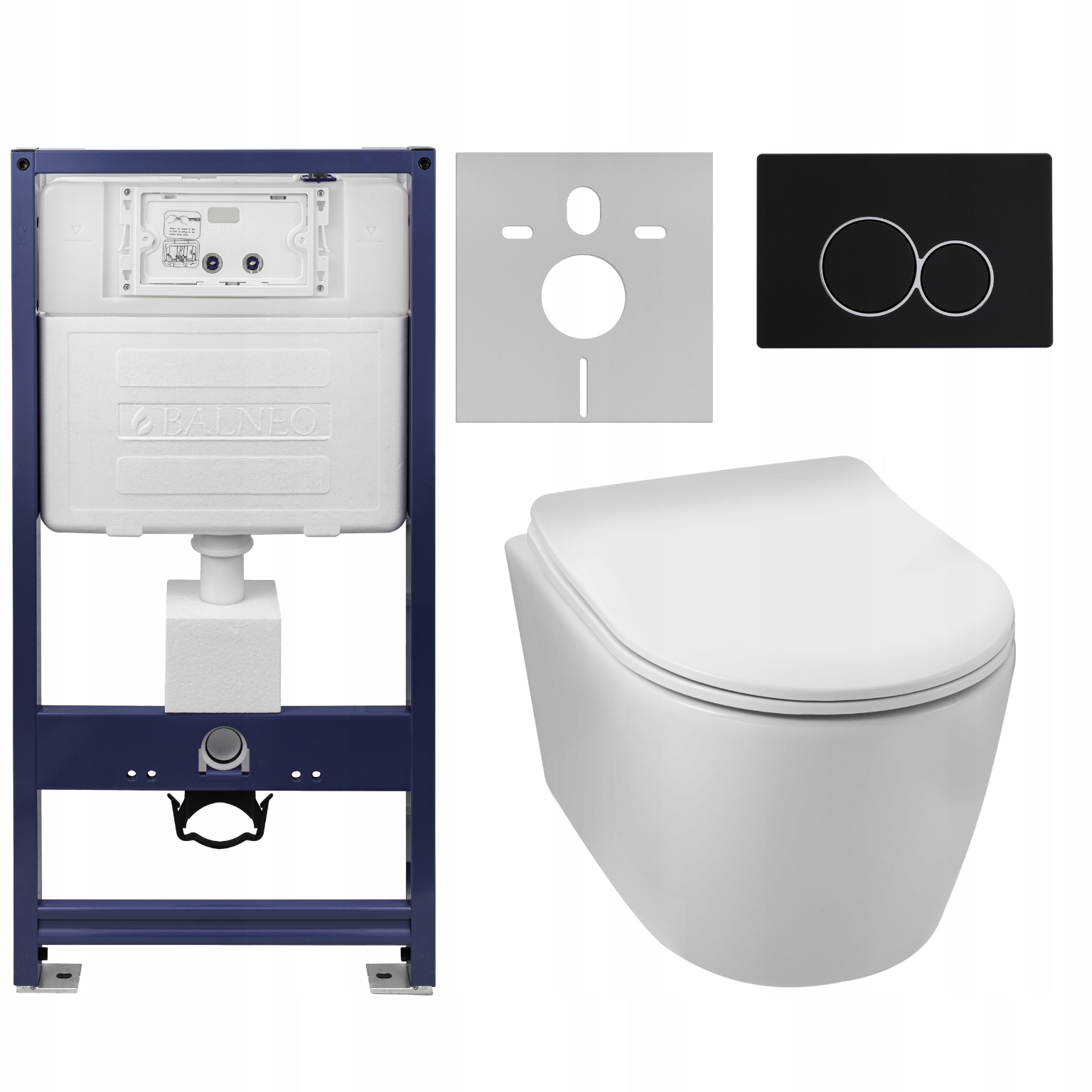 7w1 ZESTAW PODTYNKOWY WC BALNEO STELAŻ WC PRZYCISK TOALETA WISZĄCA ZESTAW