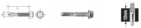 Samovrtná Skrutka So Šesťhrannou Hlavou 5.5*38MM 12MM 500 ks