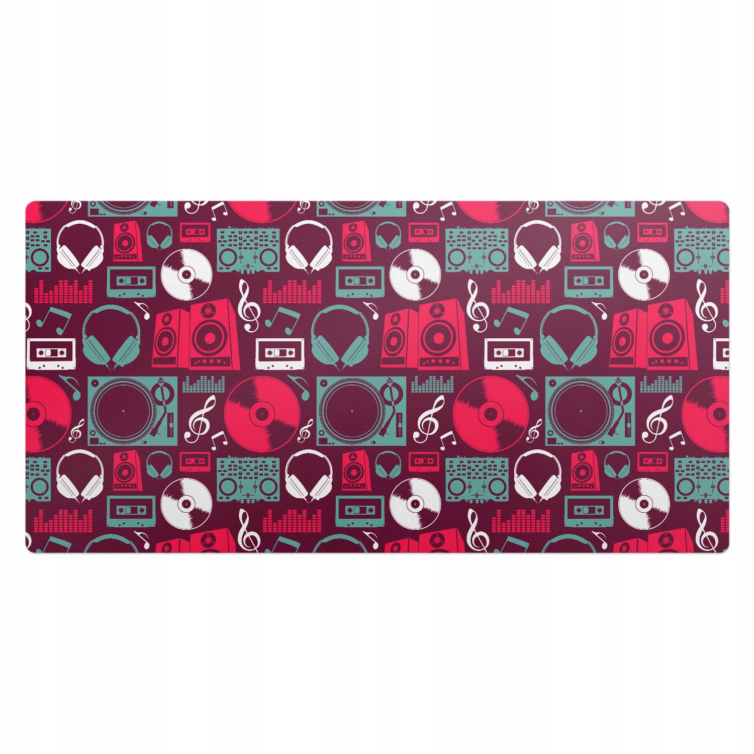 Dekorativní podložka na stůl pro hráče, vzor hudby v retro stylu, 100 x 50 cm