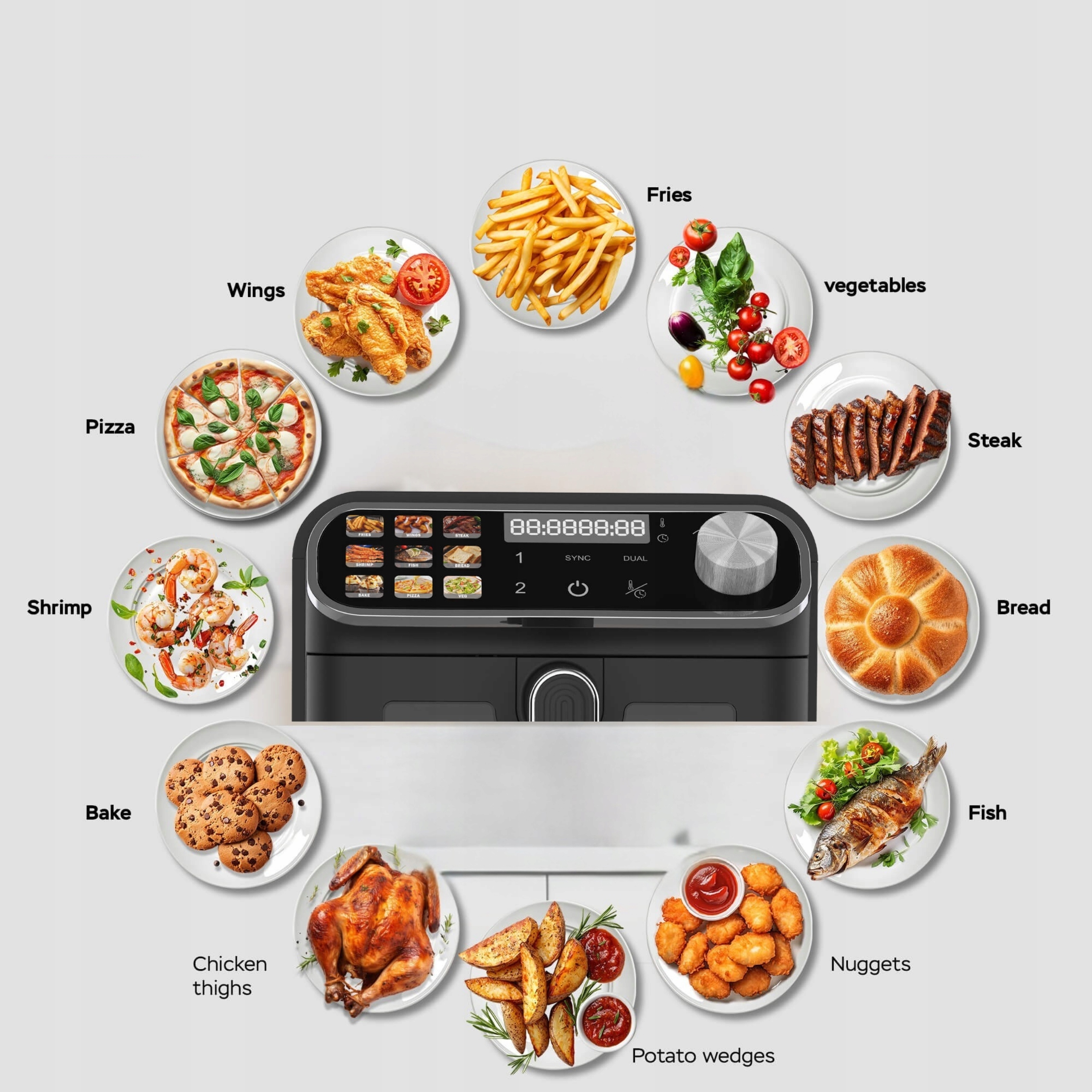VERTIKALI GRUZDINTUVĖ BE RIEBALŲ GRUZDINTUVĖ 11L 2460W 2 KREP&Scaron;ELIAI SU LANGELIU Be riebalų