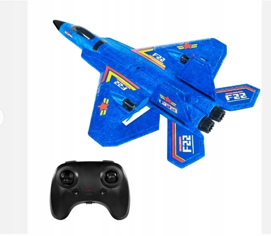 SAMOLOT ZDALNIE STEROWANY PILOTEM MODEL RC F-22 PIANKA EPP LED ZASIĘG 100M