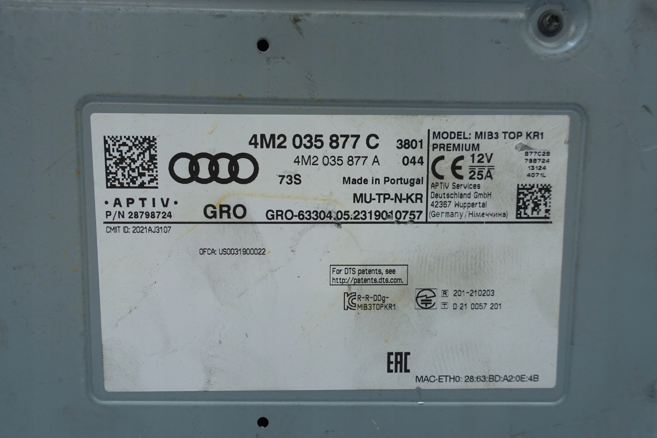AUDI A6 A7 Q7 Q8 player module navigation devices MIB3 MIB 4M2035877C