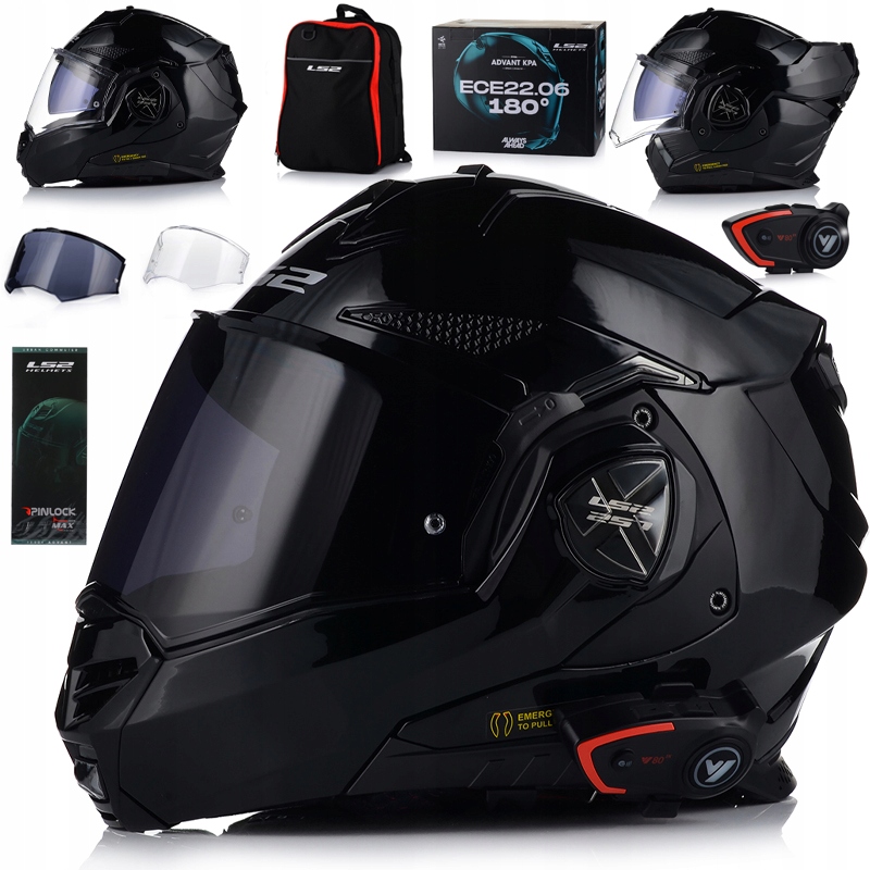 Motocyklová Prilba LS2 FF901 Advant Čierny Lesk Interkom Vito Bluetooth