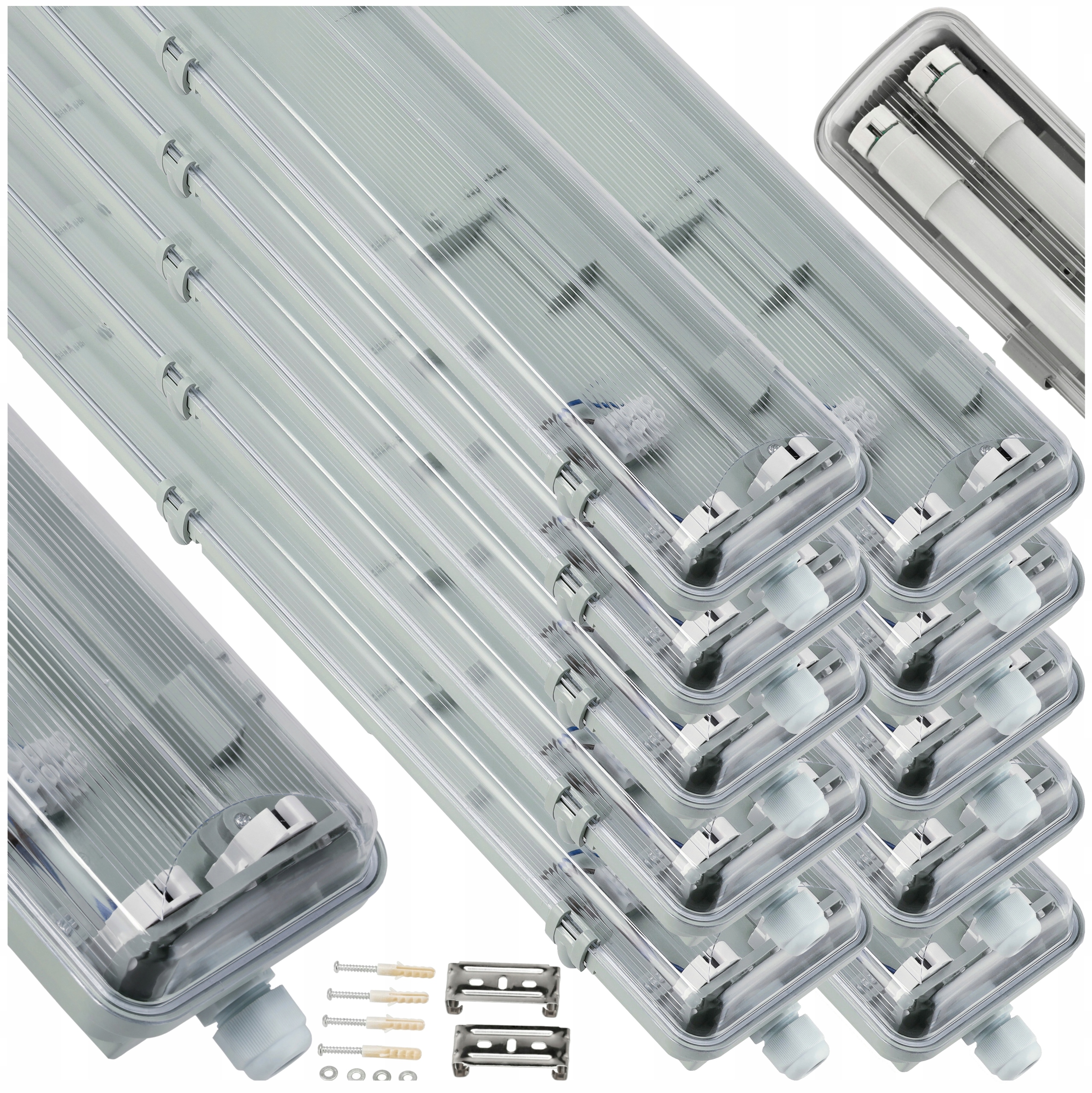 Hermetická lampa Led 120 cm do dielne na žiarivky, sada 10x