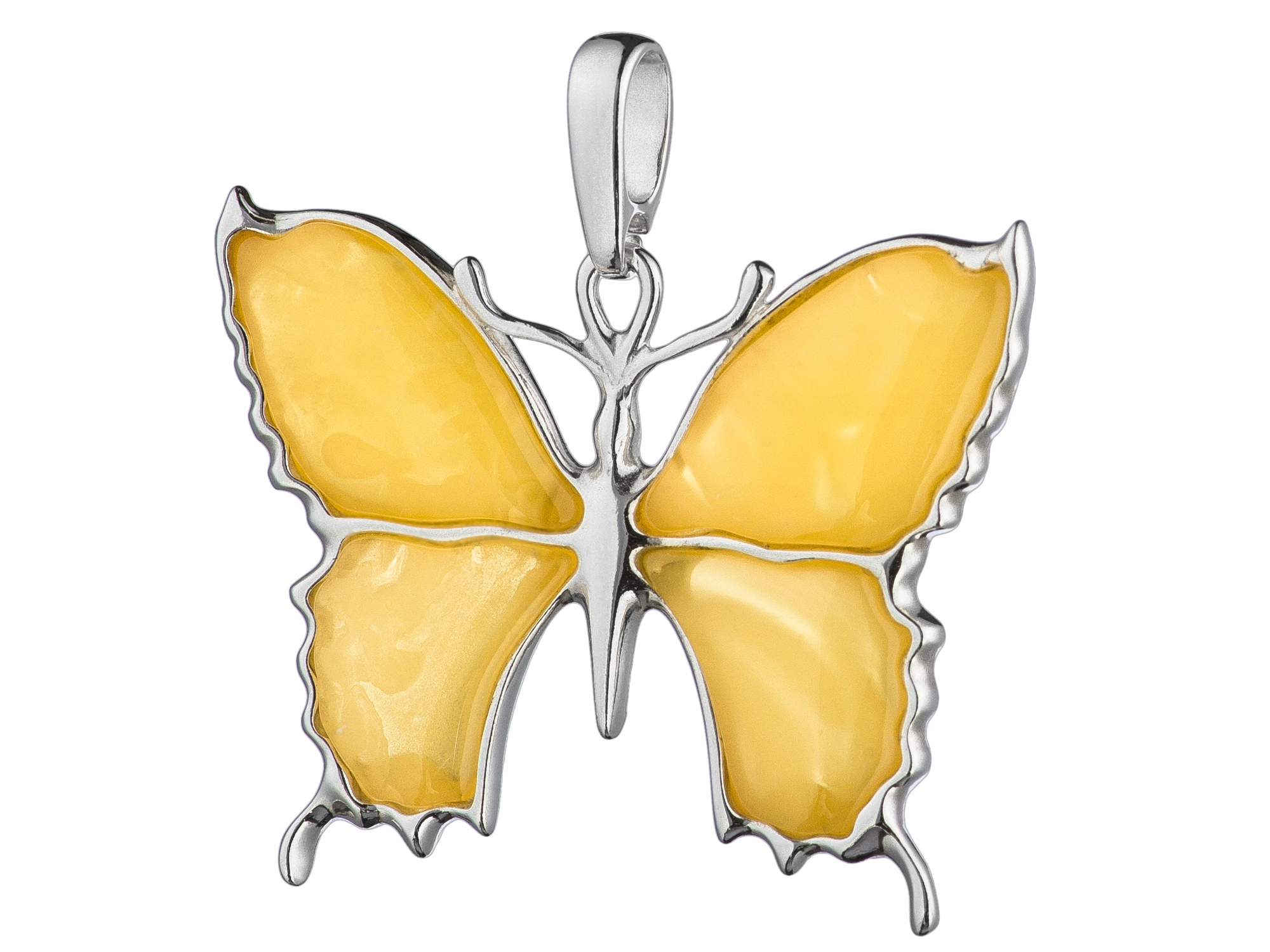 Velký stříbrný přívěsek Motýl se žlutým jantarem Stříbrný přívěsek Motýlek 925