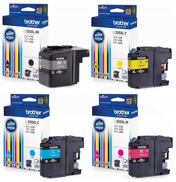 

Oryginalne 4x Tusz Brother DCP-J105 LC529XL LC525X