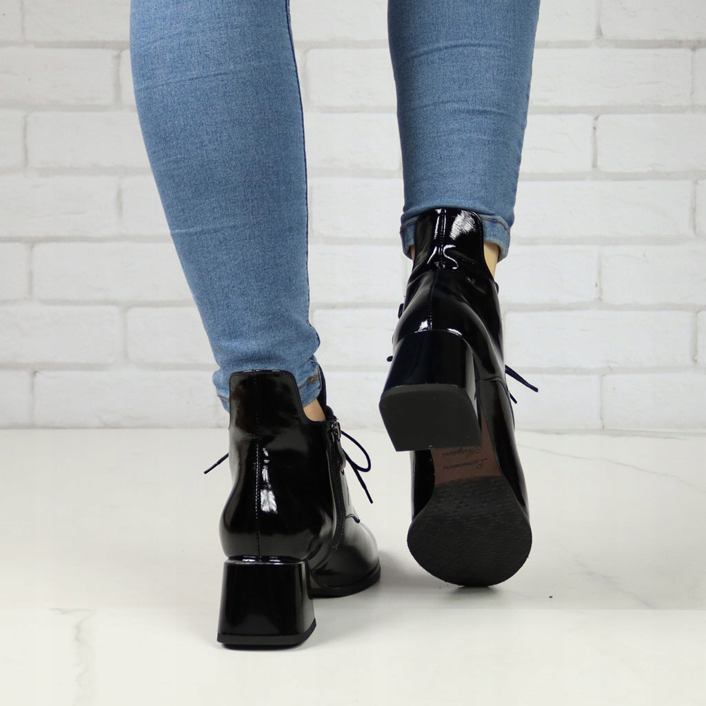 Botki Lemar 60361 Naplak Czarny Lakier 39 Rozmiar 39