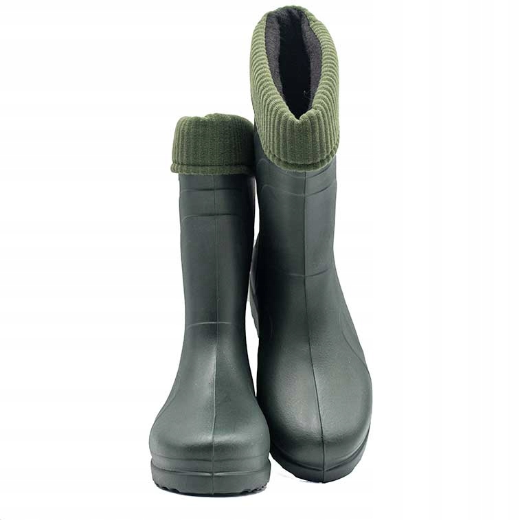 Kalosze PIANKOWE damskie ocieplane zielone lekkie ciepłe Gumowce EVA Demar Rozmiar 36