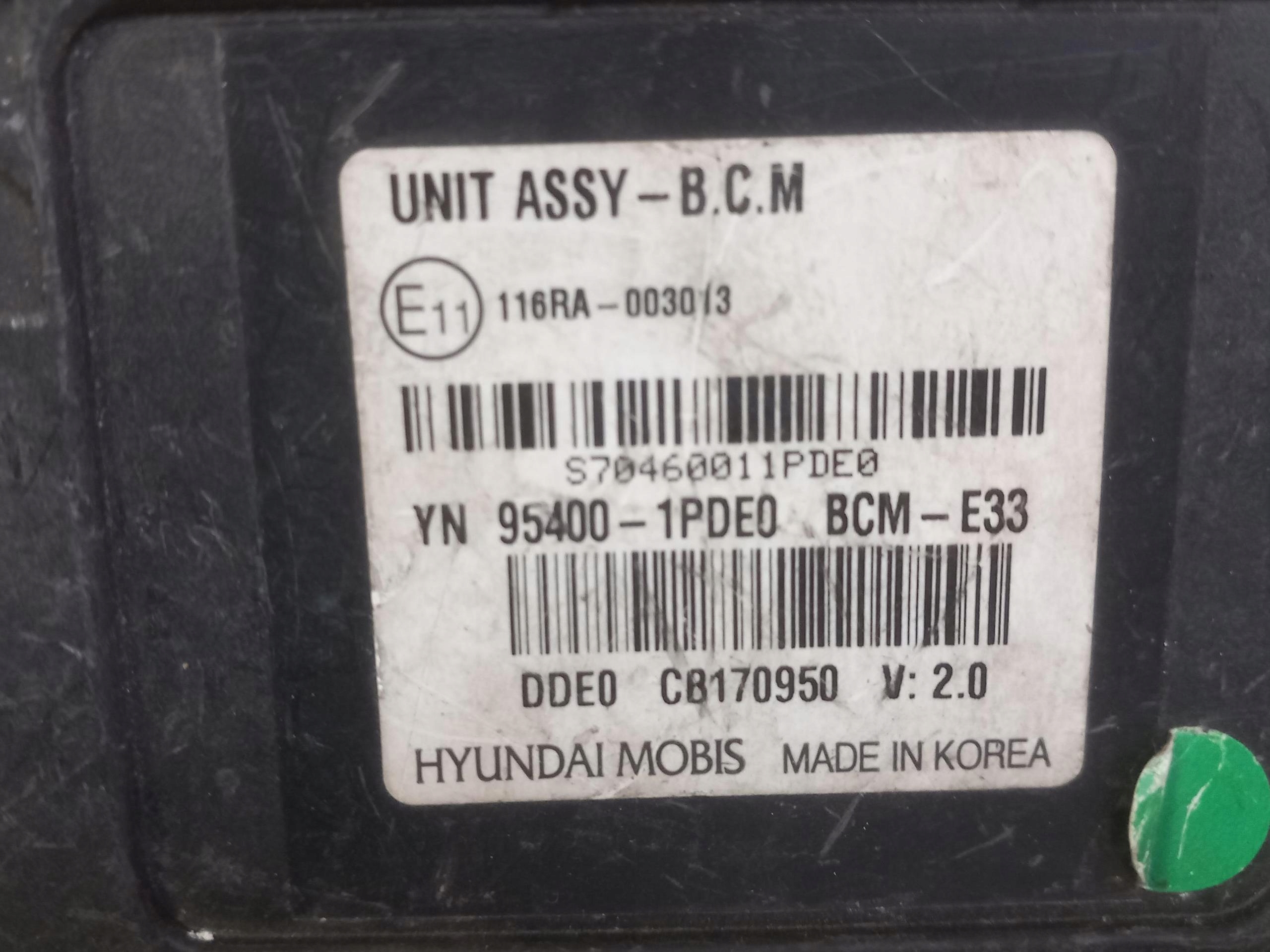 control unit module UNIT ASSY - B.C.M KIA VENGA 95400-1PDE0 11-19