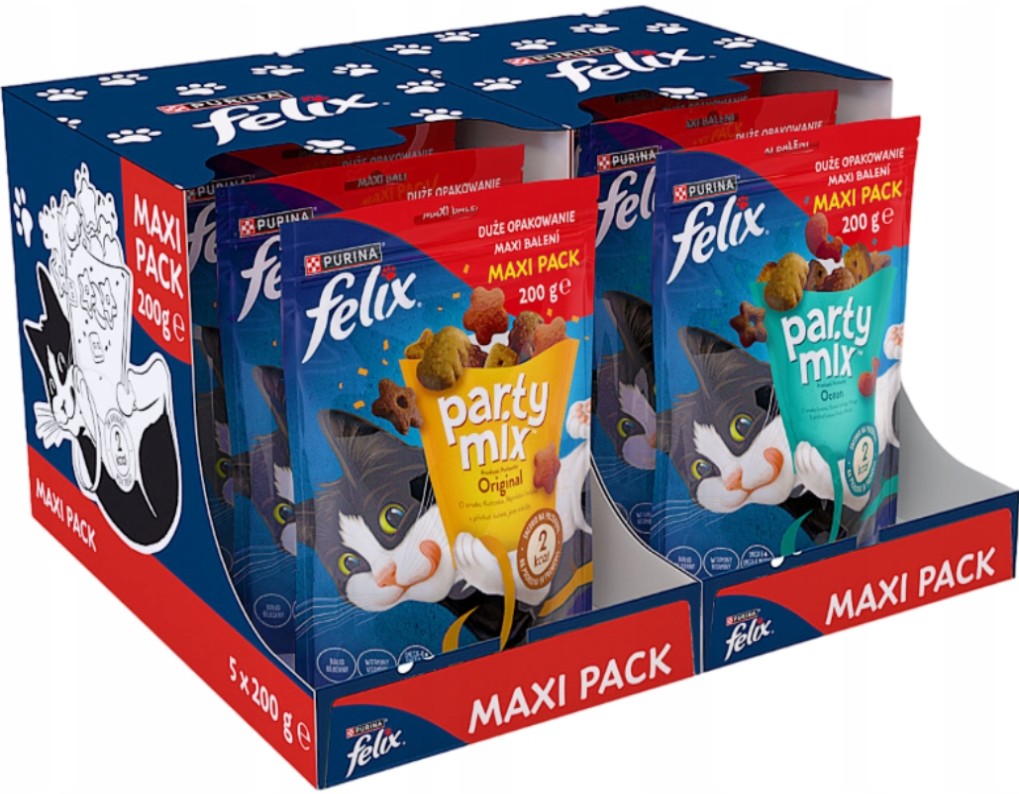 Felix Party MIX Przysmak Dla Kota Ocean & Original 10x200g Zapas Megapack