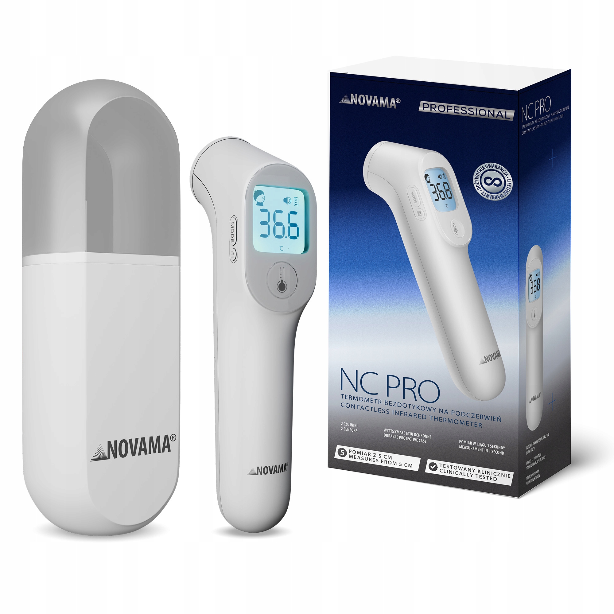 Termometr Elektroniczny Bezdotykowy Medyczny Do Czoła Novama Nc Pro Etui