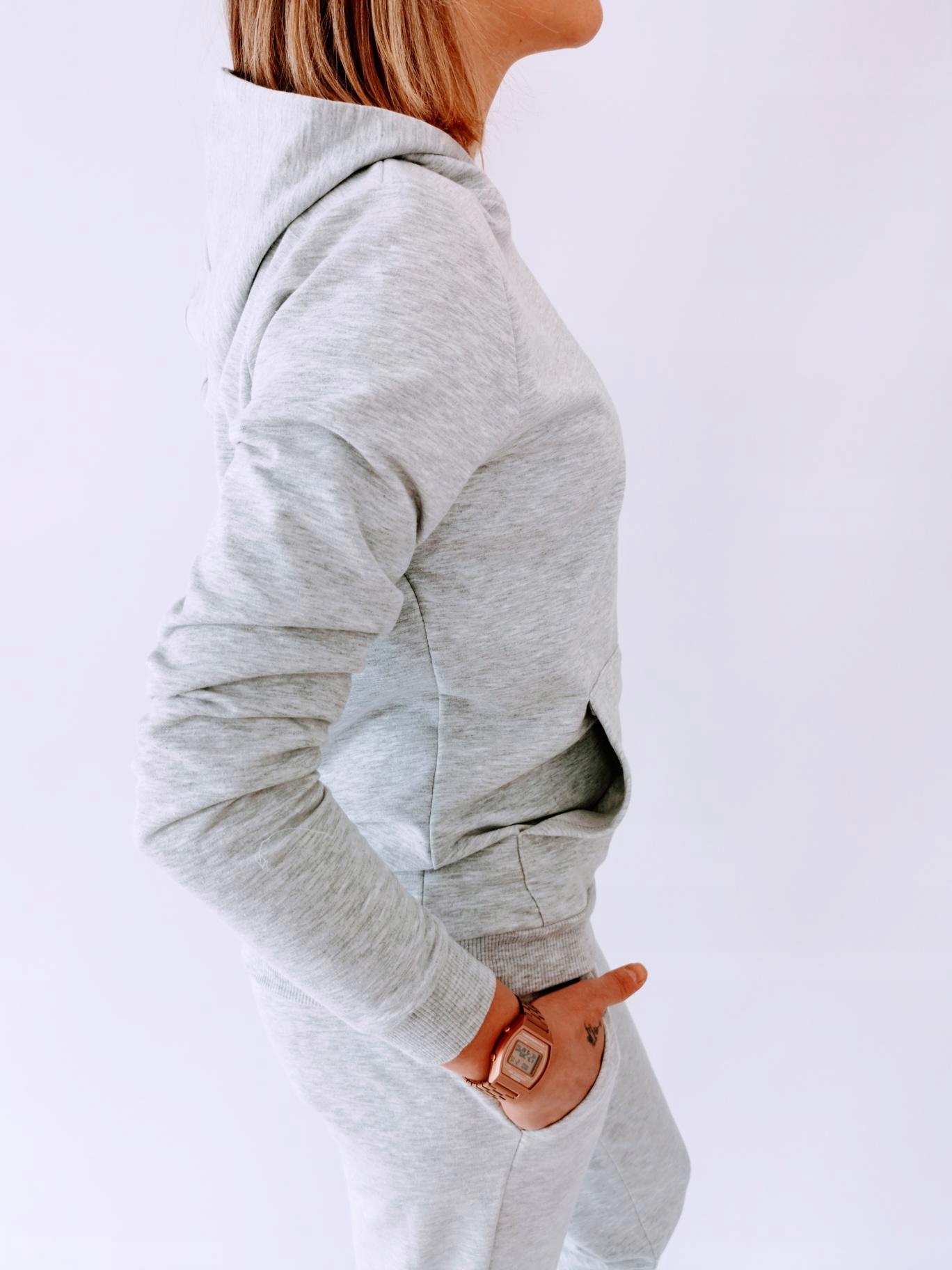 S01C SZARY LEKKI KOMPLET DRESOWY Z KANGURKĄ L Rozmiar L