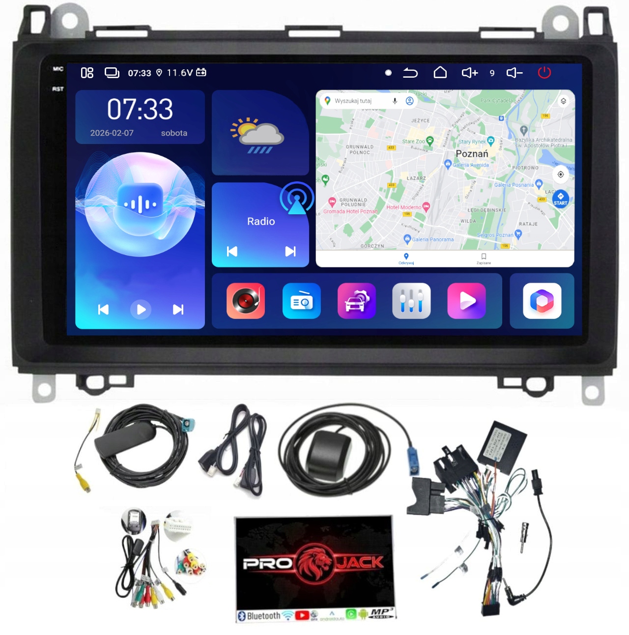 Rádio Android Mercedes Sprinter W906 2006-19 W639 Wifi 128GB Modem Sim