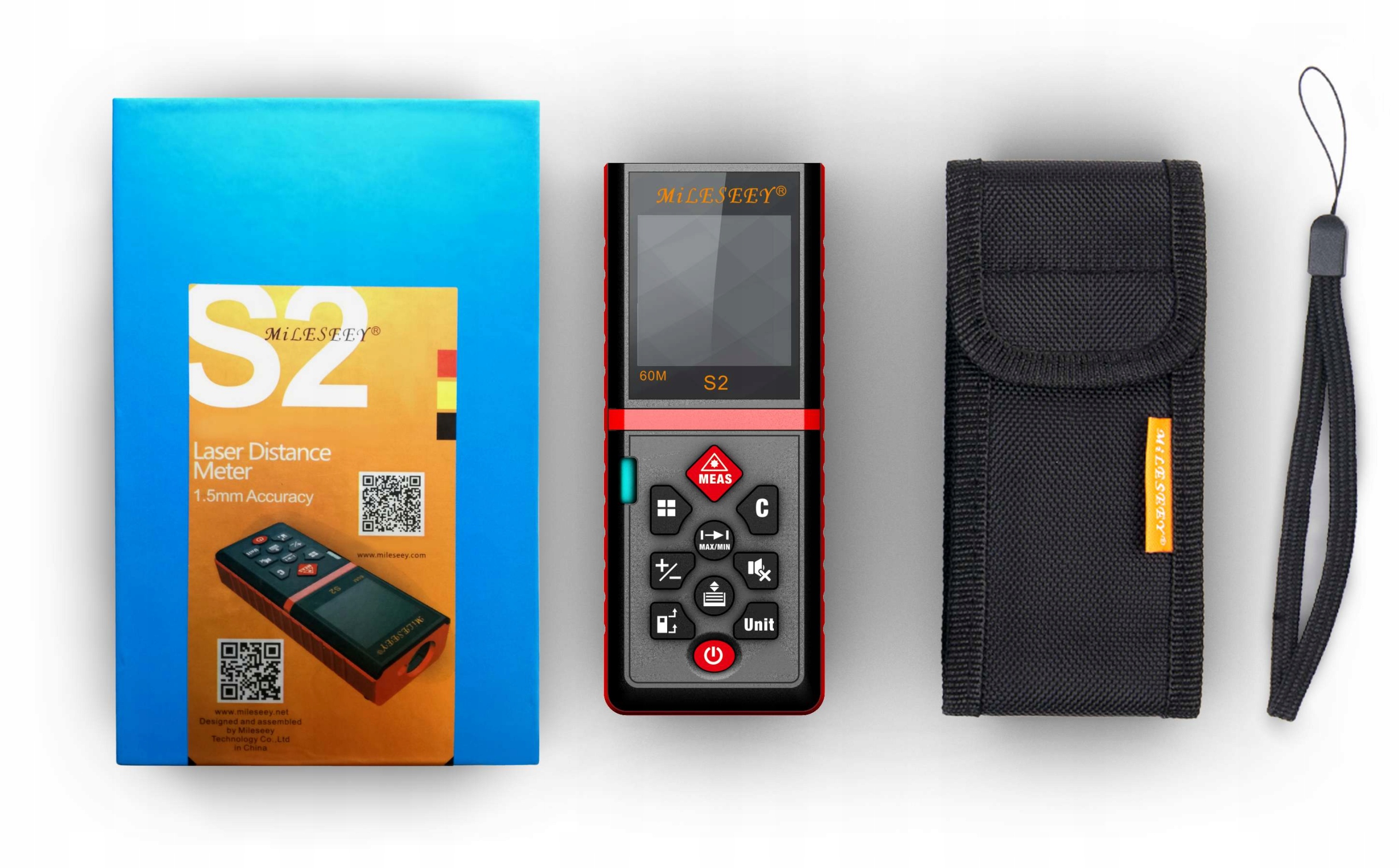 DALMIERZ LASEROWY PROFESJONALNY CYFROWY MIERNIK ODLEGŁOŚCI 60 METRÓW S2 LCD Maksymalny zasięg 31-60 m