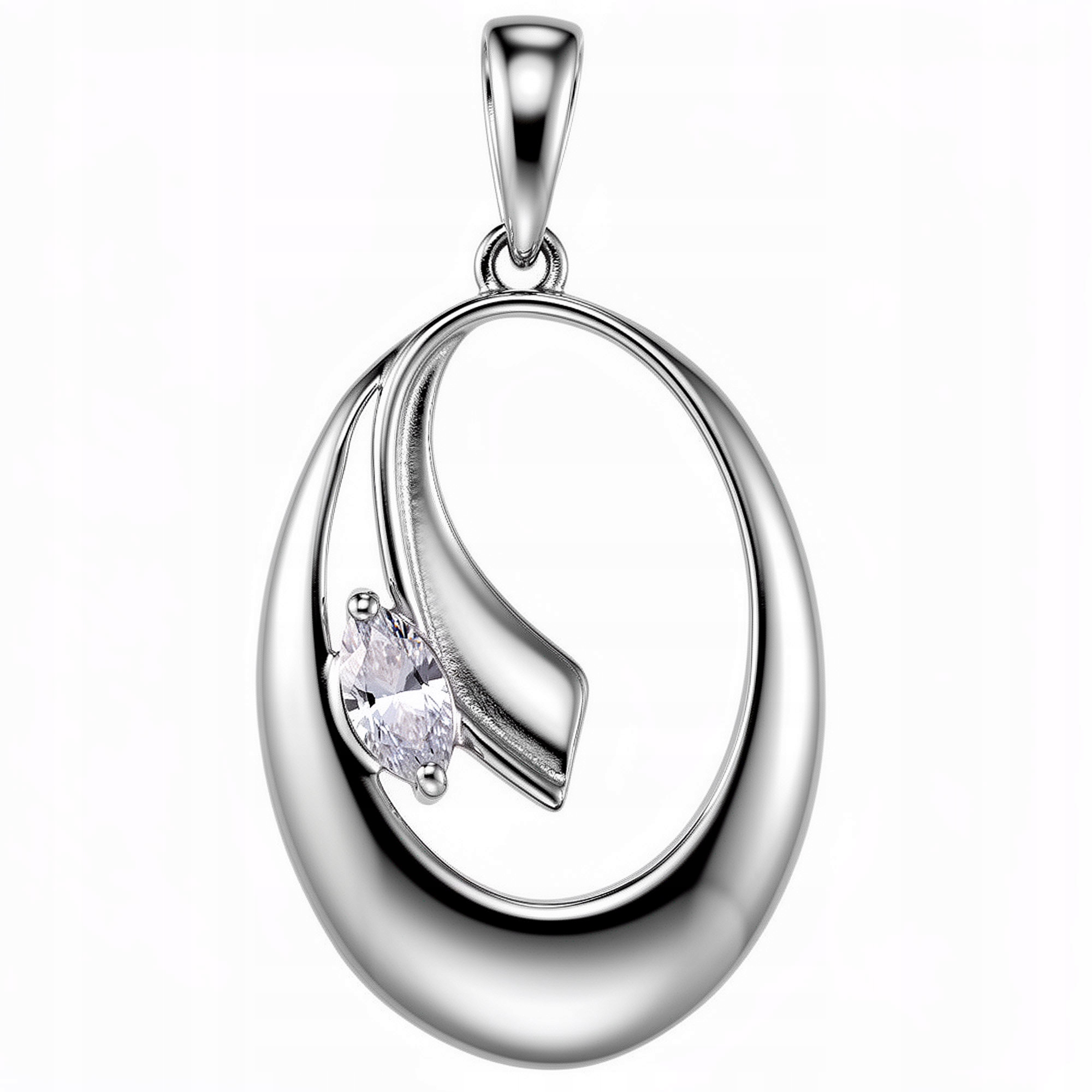 Stříbrný Oválný Přívěsek S Oxidovaným Zirkonem, Dámský Přívěsek