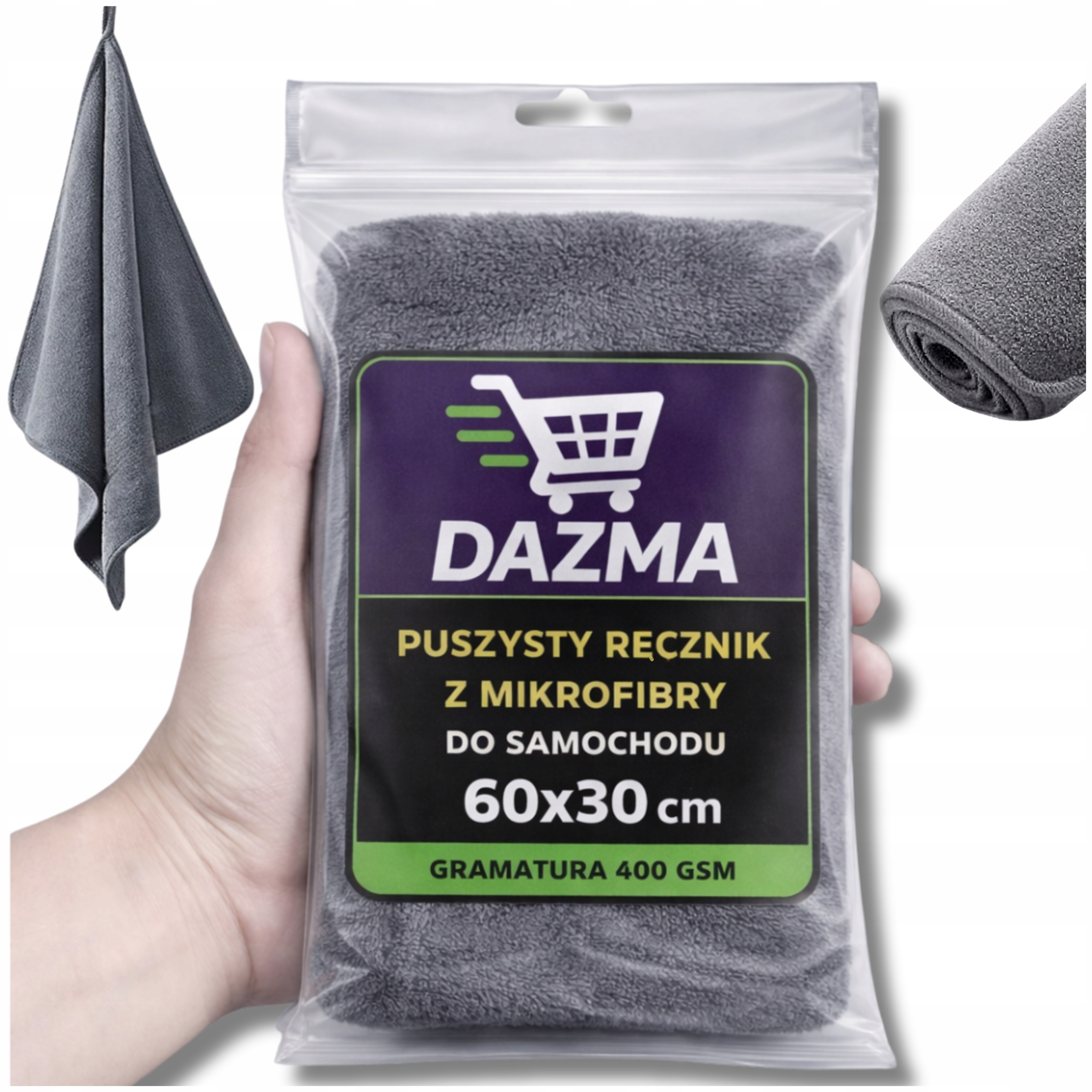Ręcznik Z Mikrofibry Do Osuszania Czyszczenia Auta Samochodu 60x30 400 Gsm