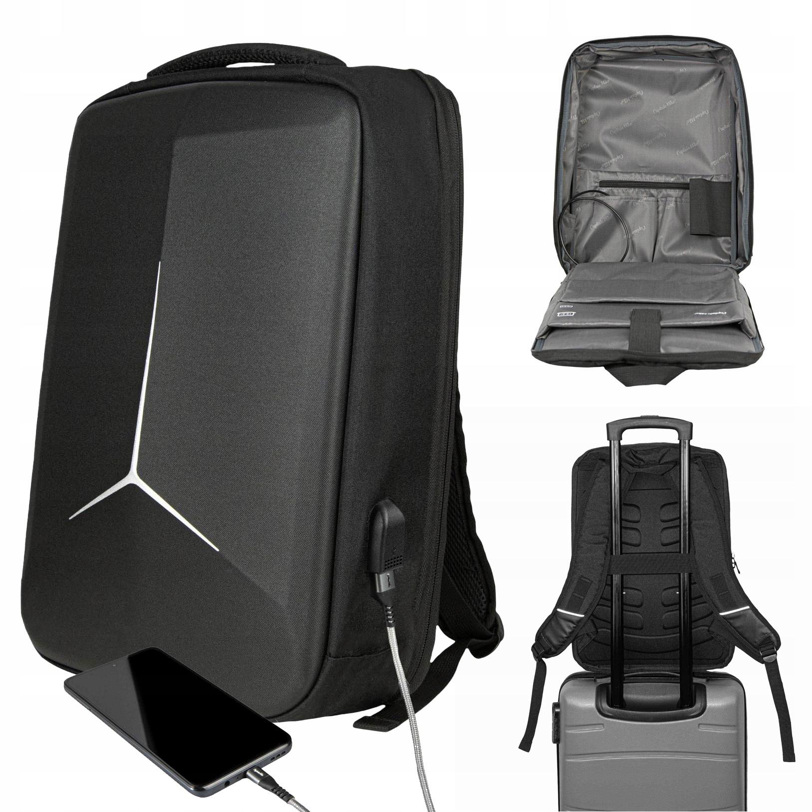 Batoh vyztužený na notebook, tablet s Usb konektorem Captain Mike 15,5 L