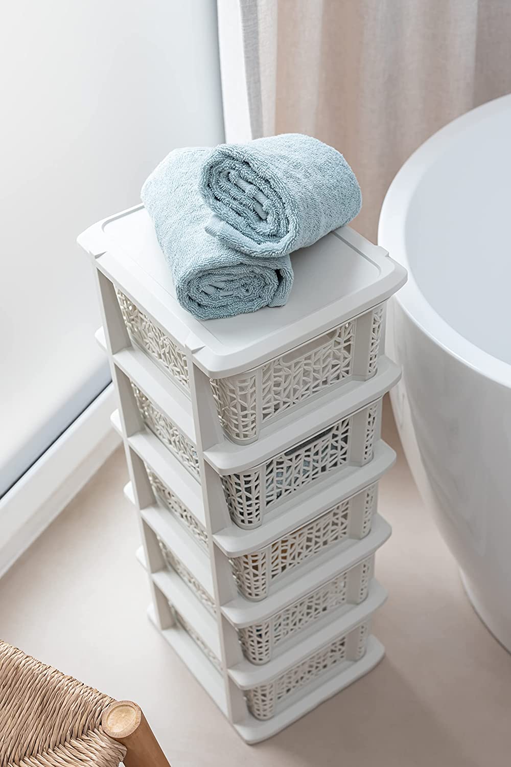 BRANQ - Regał łazienkowy - Bamboo - 5x koszyki kosze - komoda słupek szafka Marka BranQ