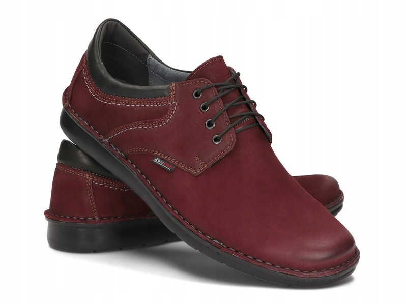 

Buty Męskie Zamszowe Tęgie Szyte 011 Bordowy 41