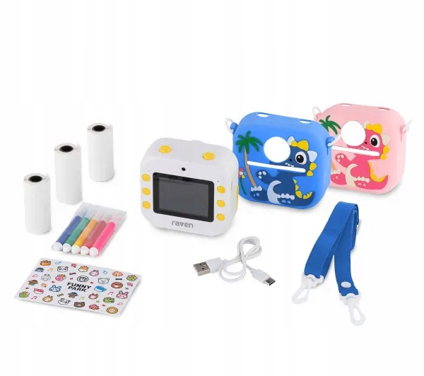 Aparat natychmiastowy dla dzieci z drukarką Raven EAPB001 Zestaw 6w1 Usb-c