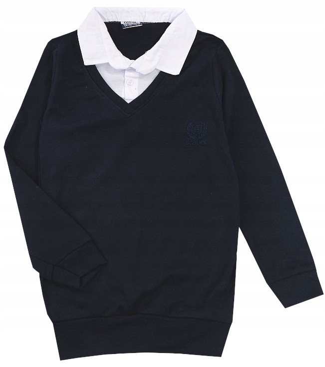 KOSZULA SWETER w serek 2w1 BIEL GRANAT 7/8 H800E