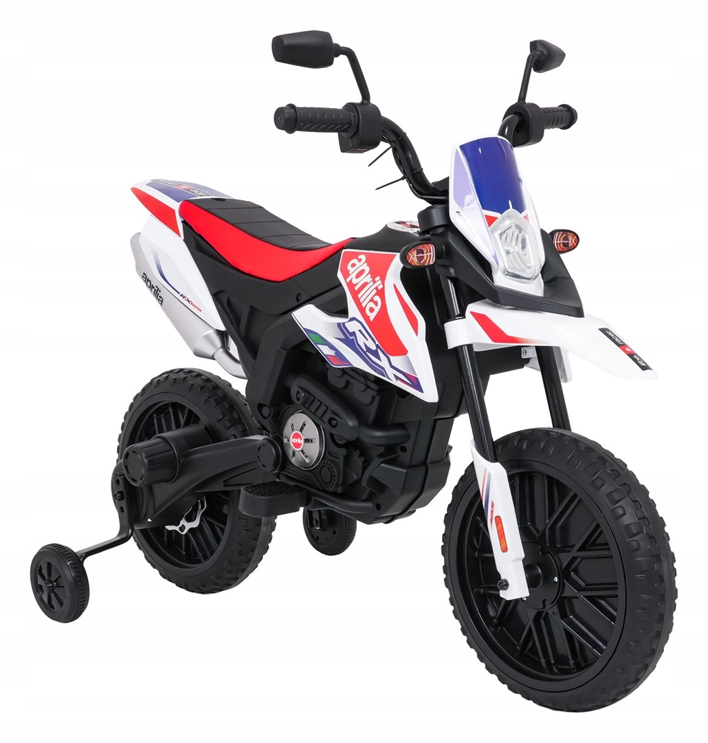 Motor Na Akumulator dla dzieci Aprilia Rx boczne kółka 2 silniki Prawko