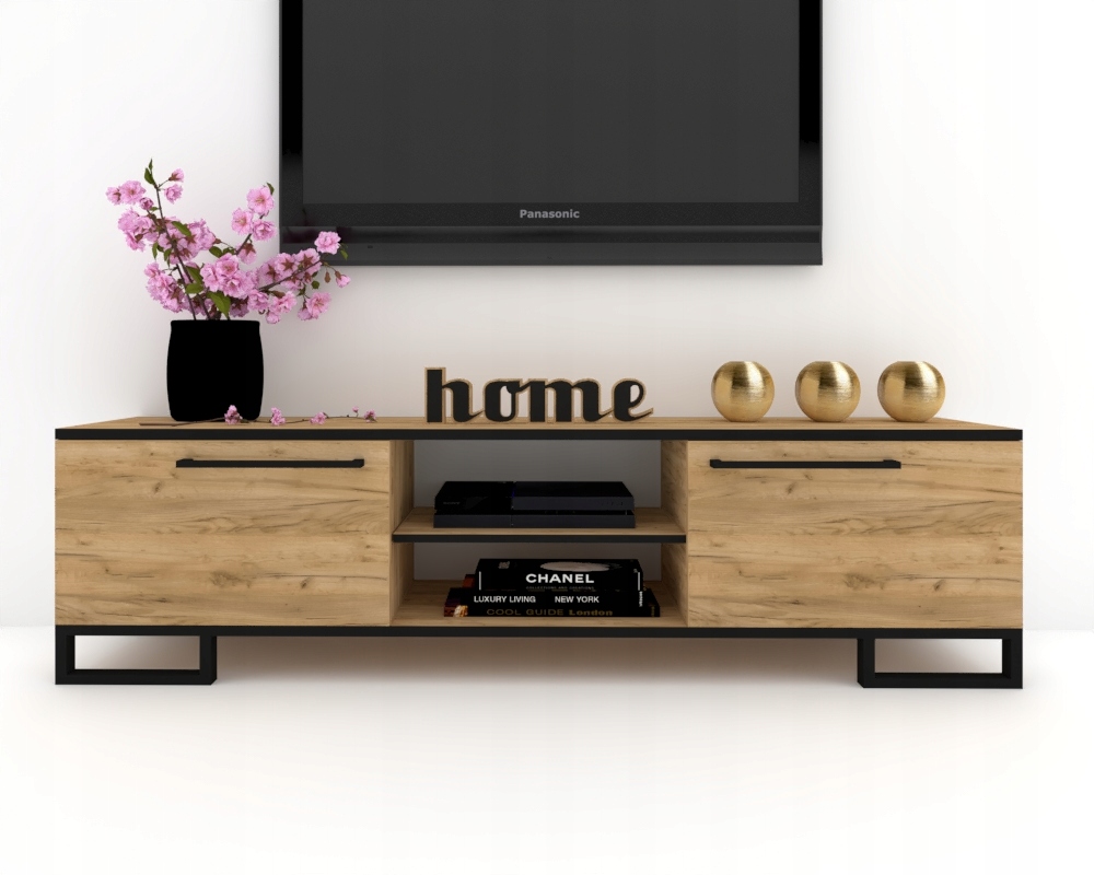 Szafka RTV Stojąca Komoda pod TV Dąb Craft 180 Głębokość mebla 34.3 cm