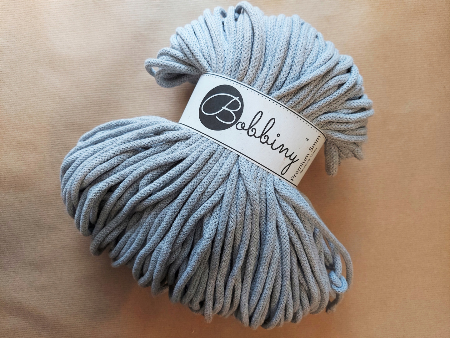 BOBBINY SZNUREK DO MAKRAMY 5mm PLECIONY SZARY 100m Długość 100 m