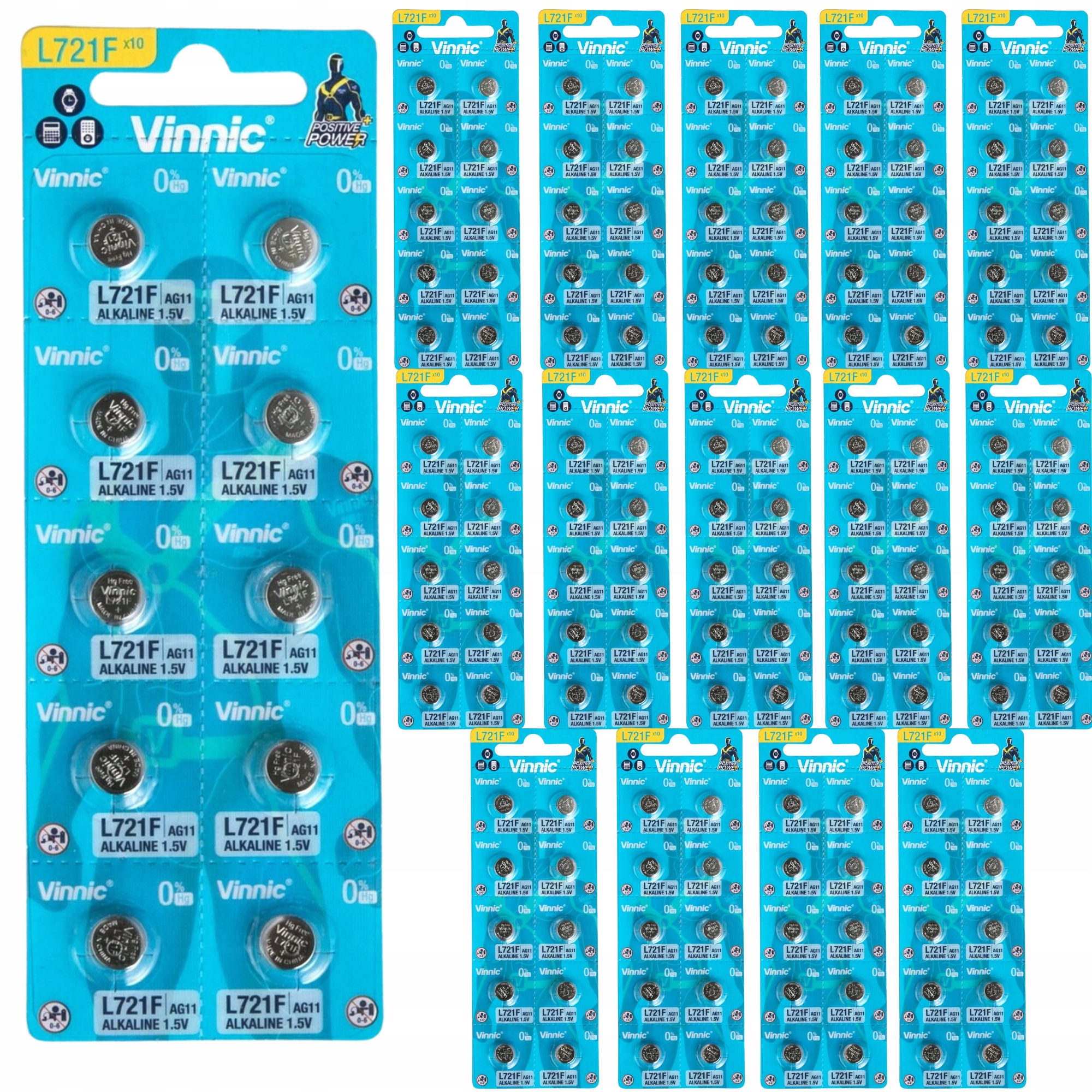 150 x Alkalické Baterie AG11 LR721 SR721SW SR721W LR47 SR721 361