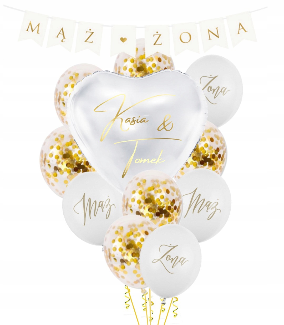 Balony wesele zestaw z imionami balony ślubne