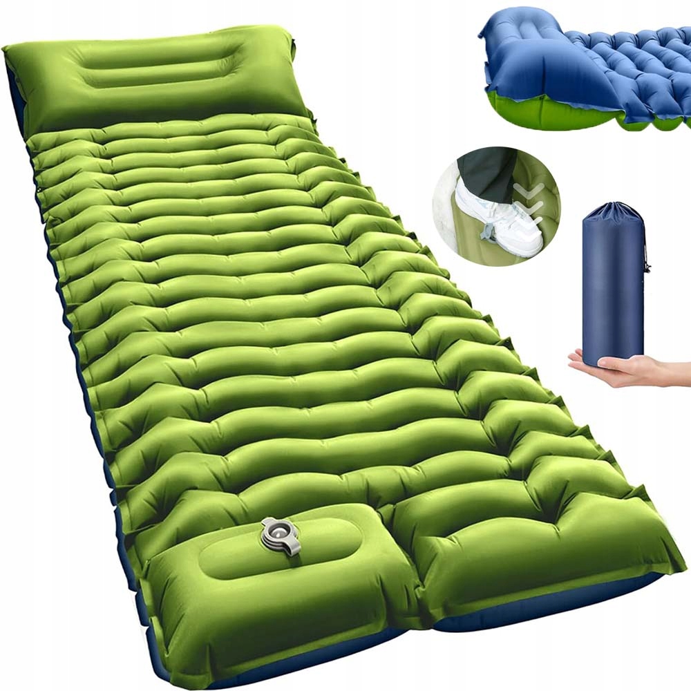 Karimatka Kempingová Samonafukovací S Polštářem Matrace Přenosná 195 CM