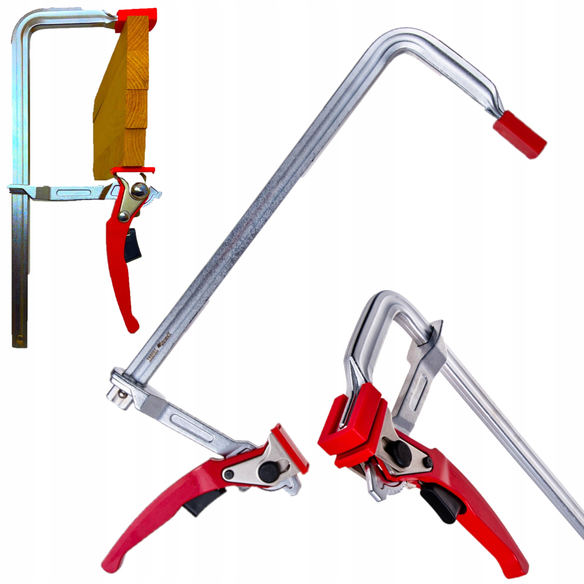 Ścisk stolarski ślusarski Zapadkowy kuty Typu F 400x100mm Mocny chwyt 500kg