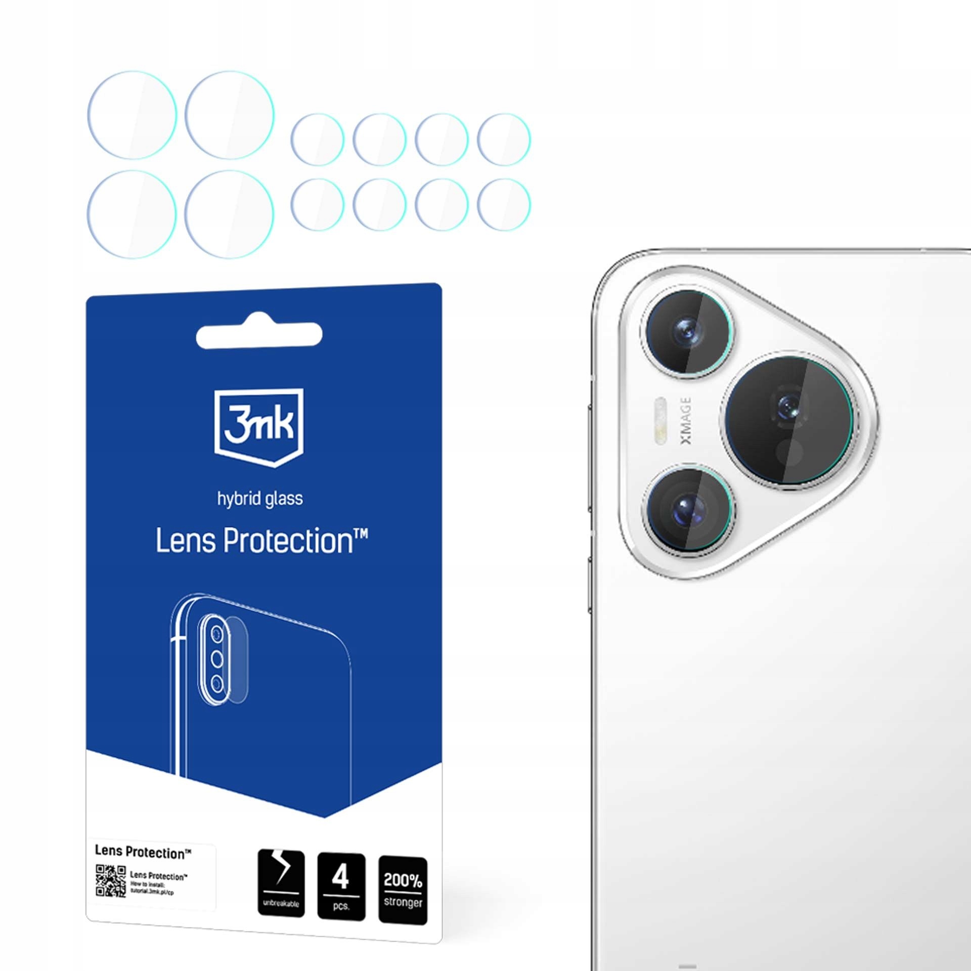 4x Szkło na obiektyw aparatu do Huawei Pura 70 3mk Lens Protection