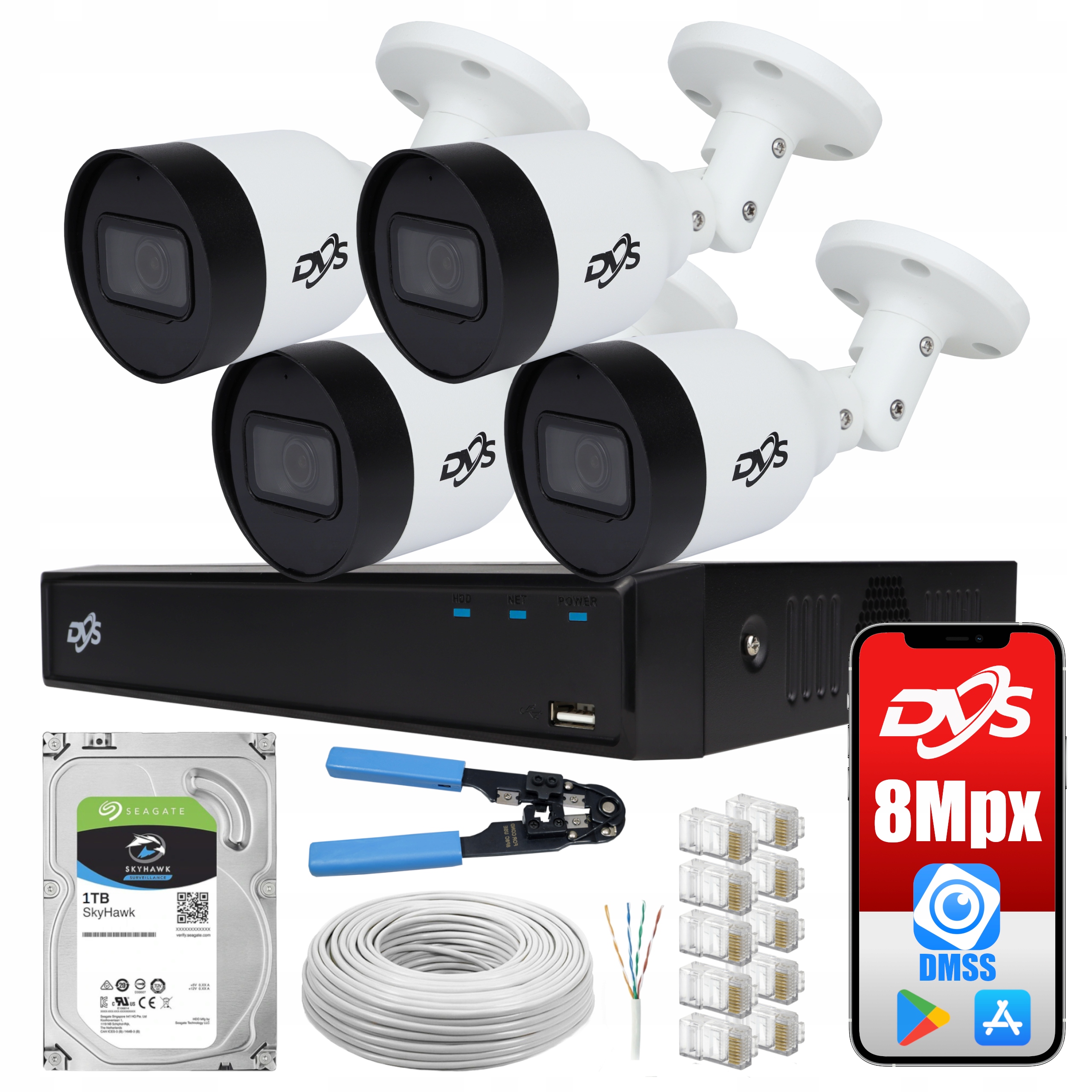 

Zestaw Do Monitoringu Ip 4 Kamery 8MPX Poe Dysk