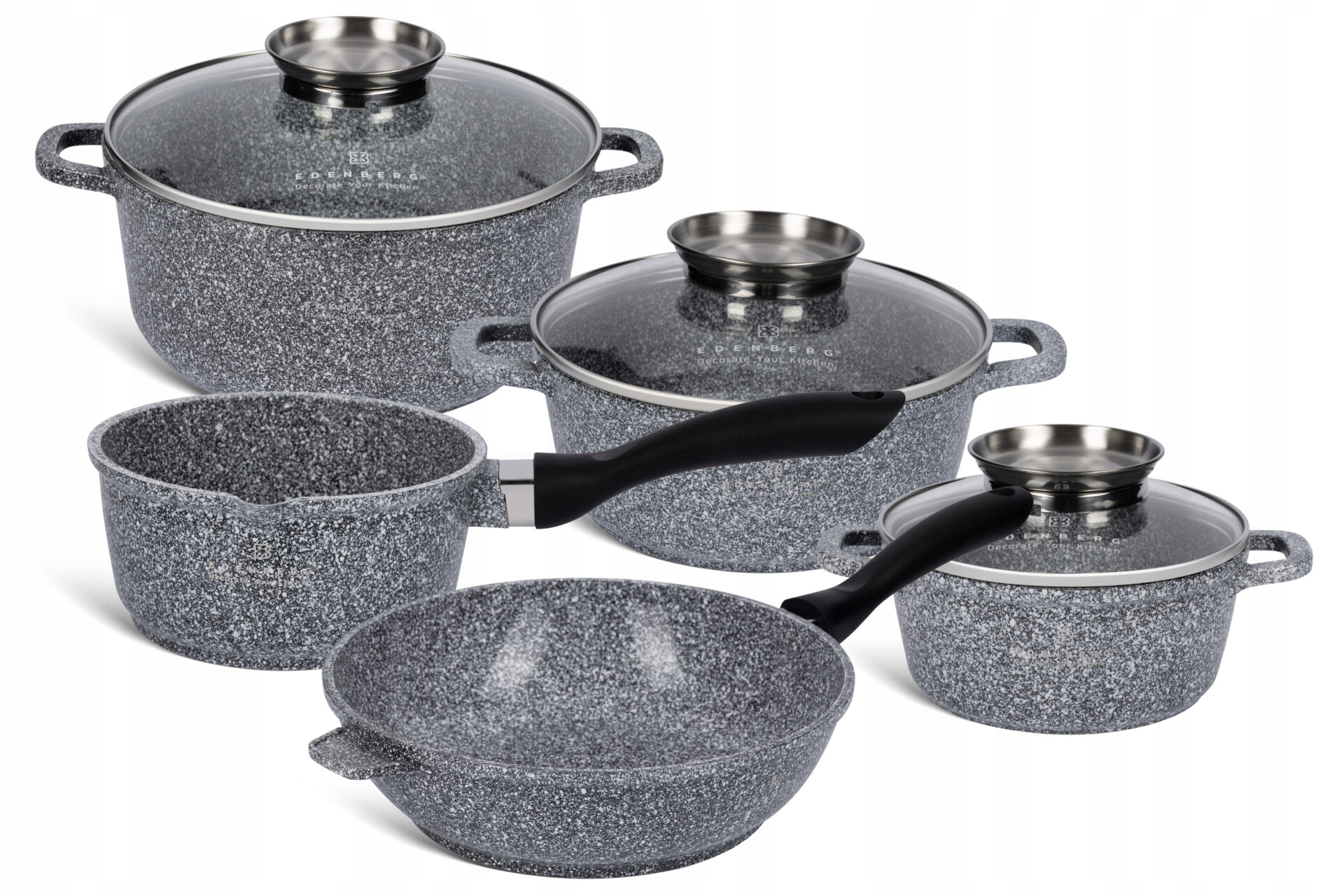 Garnki zestaw garnkow granitowe rondel patelnia Linia Set Stone