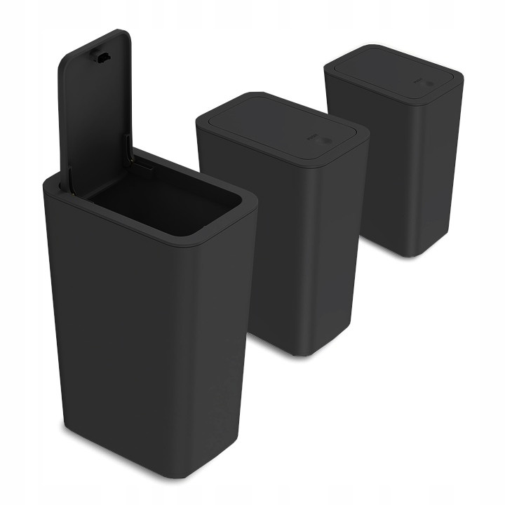 Kosz na śmieci 16 l czarny z pokrywą biurowy pojemnik do segregacji