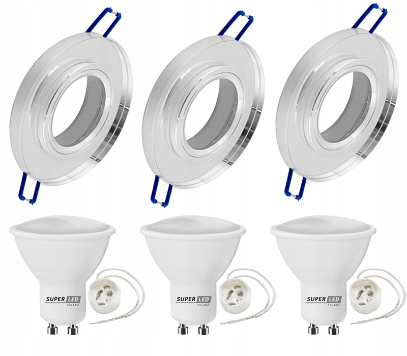 

Zestaw 3x Oprawa halogenowa Szklana Led GU10 6W