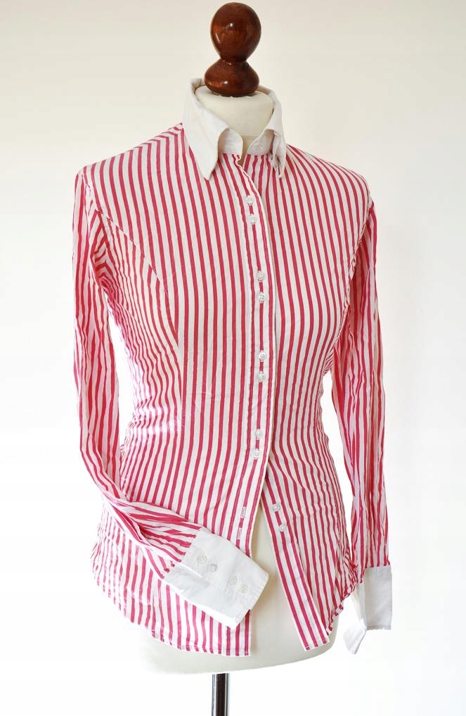 LEWIN cudo koszula MANKIET prążki SREBRNA nić S/M Rozmiar S