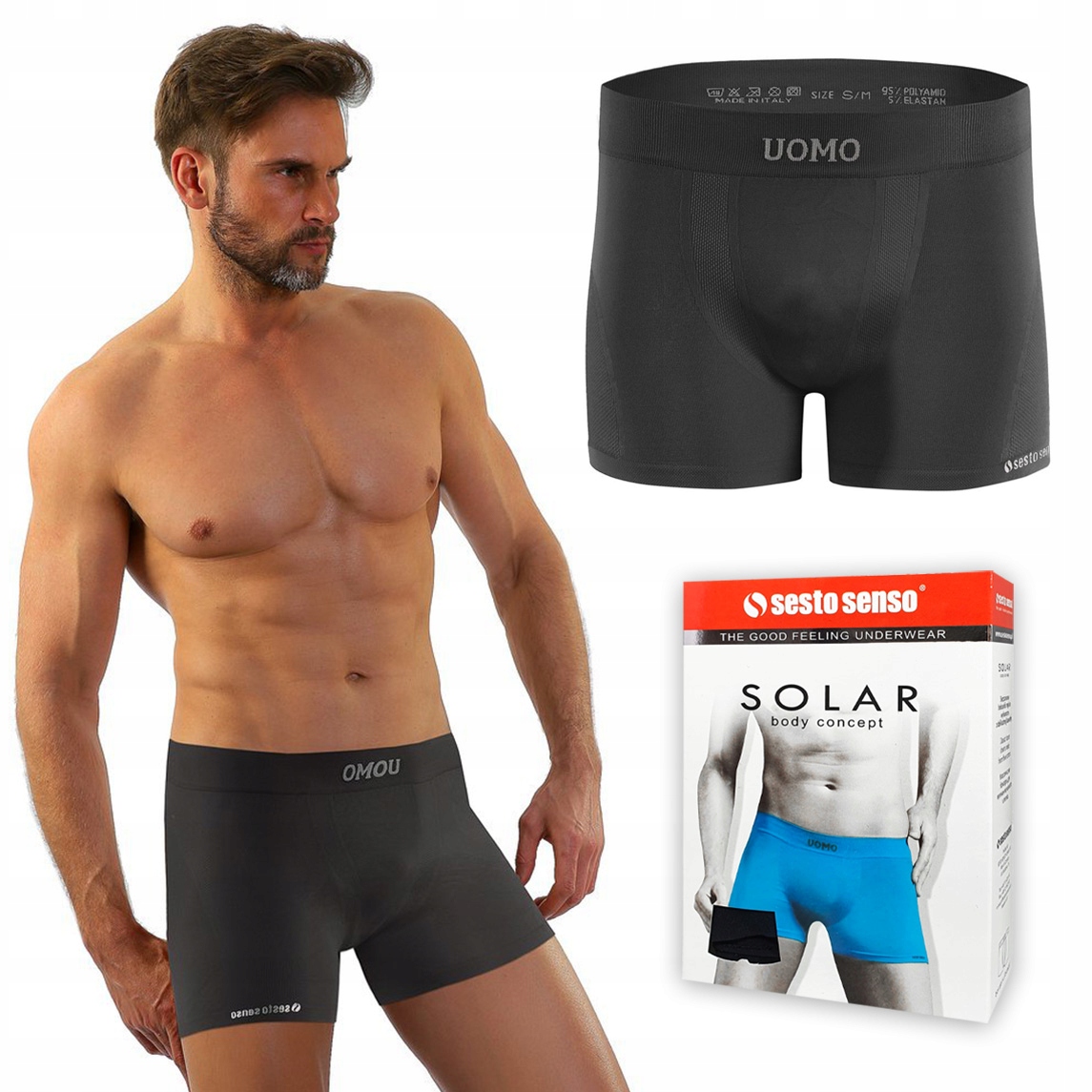 

Bokserki męskie bezszwowe Sesto Senso Solar L/XL