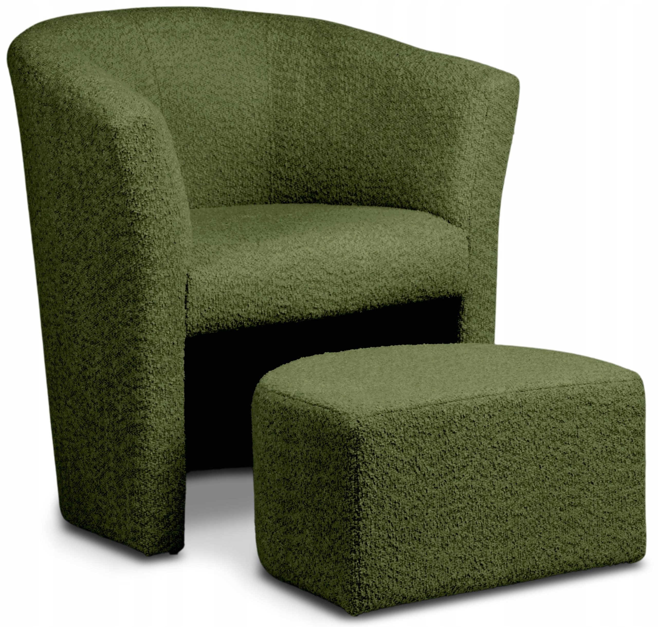 Křeslo s taburetem Cafe do obývacího pokoje předsíně malého bytu, zelená tkanina