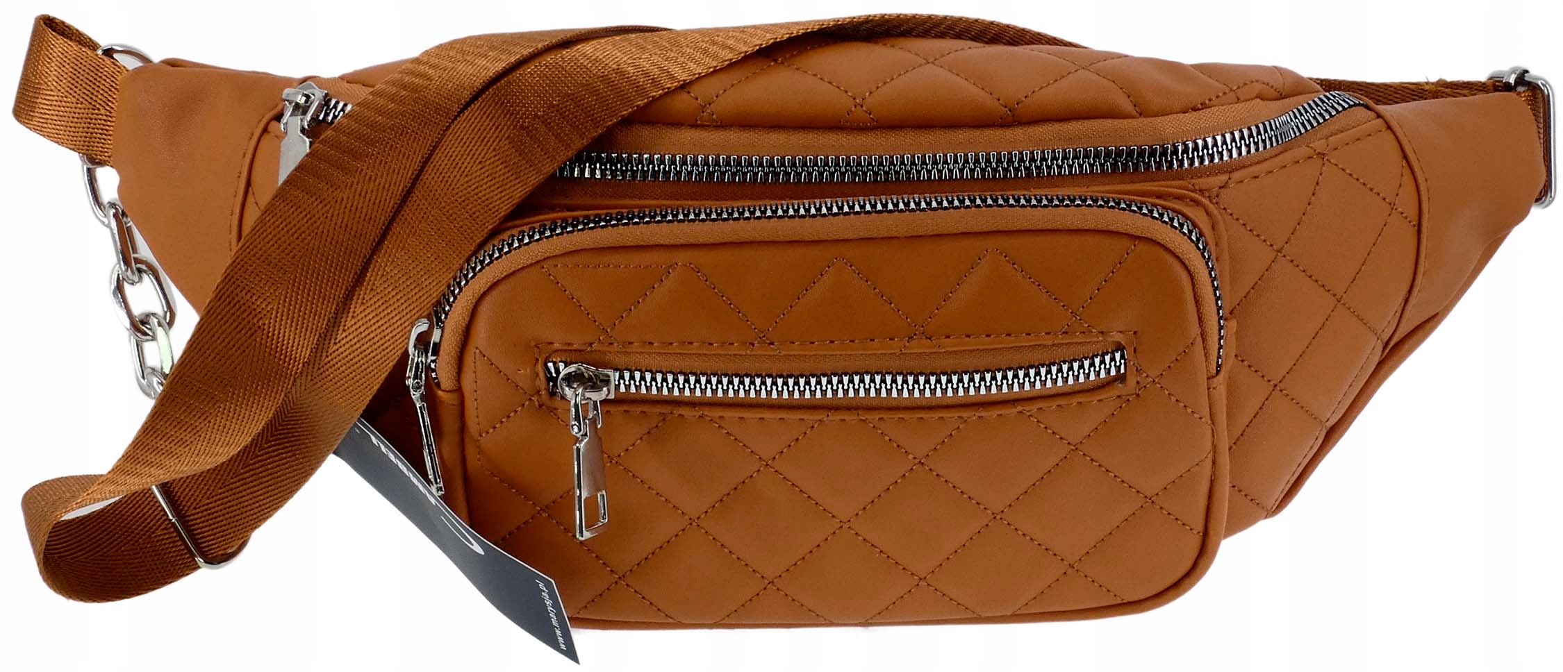 DAMSKA SASZETKA NERKA TOREBKA CROSSBODY BAG NA RAMIĘ BRĄZOWA PIKOWANA Marka Cambell